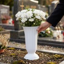 Article Vase blanc en plastique effet rainuré avec pied amovible Ø20cm