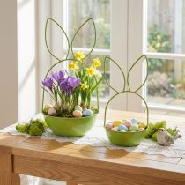 Article Coupe en métal lapin vert pour décoration printanière et de Pâques, 33 cm