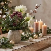 Article Branches décoratives pommes de pin givrées couleur mûre - 25 pièces