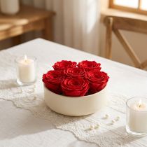 Article Roses préservées rouges Ø6 cm – Lot de 6