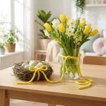 Article Fil décoratif en laine et jute jaune 25 m