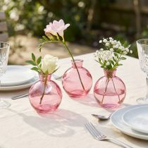 Article Lot de 6 minivases en verre rose bombé Ø7,5 cm H9 cm