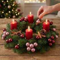 Article Mini boules de Noël en fil de verre rose bordeaux Ø2,5cm 140 pcs