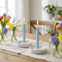 Article Bougeoirs en céramique blanche vintage – Lot de 2 supports pour bougies cylindriques Ø 13 cm