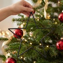 Article Étoiles suspendues noires pailletées Ø24 cm - Lot de 6 pour déco festive