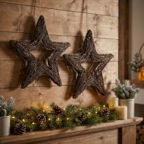 Article Étoiles décoratives en osier naturel à suspendre - 48 cm - Lot de 2
