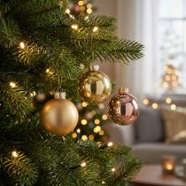Article Boules de Noël en Or et Rose – Set de 24 Décorations de 5 cm