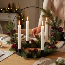 Article Décor métal noir avec support bougie – Cercle Ø35 cm
