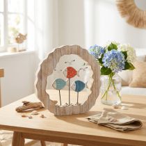 Article Décoration marine en bois Ø28cm avec poissons et mouettes