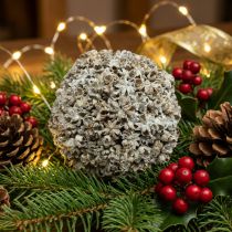 Article Boule décorative blanche effet neige Ø10cm avec suspension