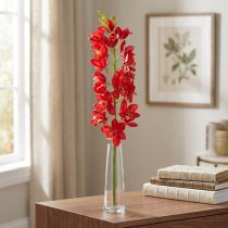 Article Orchidée artificielle Cymbidium rouge 78 cm