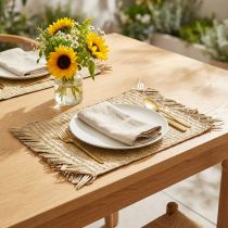 Article Tapis de table rectangulaire en fibre naturelle de jacinthe d'eau 33 × 48 cm