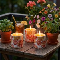 Article Lot de 3 bougies parfumées Citronnelle en pots en céramique motifs fruits