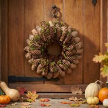 Article Couronne décorative en pommes de pin et mousse naturelle Ø45 cm