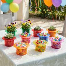 Article Mini chapeaux colorés en plastique pour décoration intérieure, set de 9