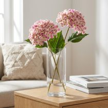 Article Hortensia artificiel rose 80 cm - Lot de 2 tiges