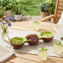 Article Coupe en céramique motif kiwi 30 cm pour tapas, snacks et décoration estivale
