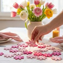 Article Fleurs décoratives en bois 4 cm – Lot de 72 pièces (rose, rose vif, violet)