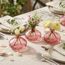 Article Lot de 6 mini vases en verre teinté rose Ø9cm H6cm