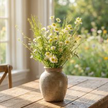 Article Bouquet de Camomille Artificielle Vert Blanc Jaune 45 cm