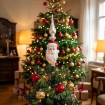 Article Pointe de sapin en verre Père Noël 34 cm