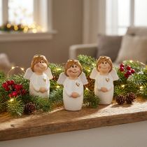 Article Figurine ange en céramique blanche avec détails dorés - 7 cm