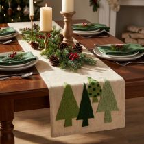 Article Tissu de table Noël avec motifs sapins verts 140 x 41,5 cm