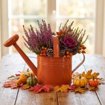 Article Arrosoir décoratif en métal style maison de campagne orange brun 26 cm 5L