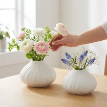 Article Set de 2 vases en céramique blanche en forme d'oignon - Ø13cm, H13,5cm