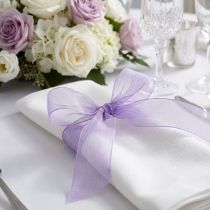 Article Ruban organza lilas avec bordure tissée 25 mm x 50 m