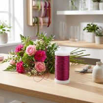 Article Fil aluminium décoratif rose pour créations et décorations