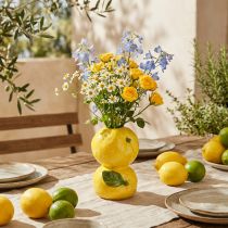 Article Vase décoratif en céramique jaune citron, H13 cm