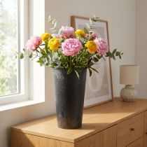 Article Vase noir en plastique marbré anthracite Ø17,5cm H28cm