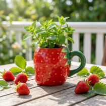 Article Tasse en céramique motif fraise pour plantation 10 cm Ø 6,5 cm