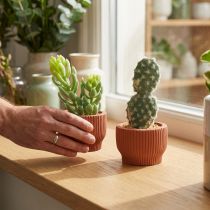 Article Set de 2 Plantes Artificielles Succulente et Cactus en Pot de Terre Cuite 14,5-15,5 cm