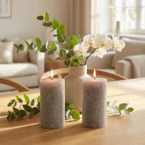 Article Bougies Cylindriques Gris 85x150mm Lot de 2