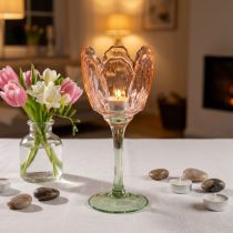 Article Photophore en verre design tulipe style vintage 20 cm