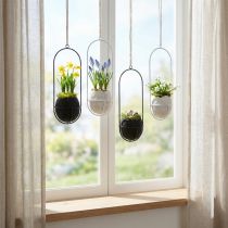 Article Suspensions décoratives œufs à planter, métal noir et blanc, 24 cm, set de 4