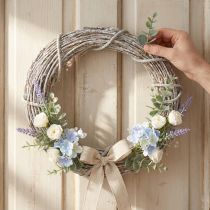Article Couronne Décorative en Bois Blanchi Ø42cm pour Intérieur et Créations Shabby Chic