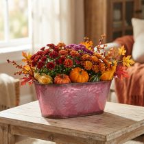 Article Coupe décorative en métal rouge avec motif de feuilles, 38 cm