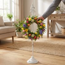 Article Support pour Couronne Shabby Chic Blanc en Fonte 76 cm