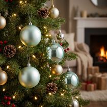 Article Boules de Noël incassables vert clair Ø10 cm - Lot de 4