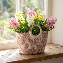 Article Porte-plantes décoratif en céramique motif floral 21 cm