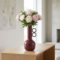 Article Vase design moderne en métal avec long col et anses rondes - 25 cm