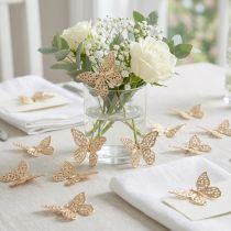 Article Mini Papillons en Métal Doré Décoratifs 3 cm – Lot de 50