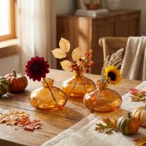 Article Mini-vases en verre orange Ø9 cm par lot de 6