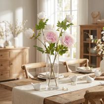 Article Pivoine artificielle rose 3 fleurs 80 cm 2 pièces