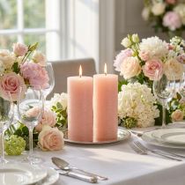 Article Bougies Pilier Roses en Cire Massivement Colorée 85×200 mm, 2 Pièces