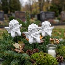 Article Figurines d'anges blanches sur pic - Décoration de cimetière et maison - Lot de 6