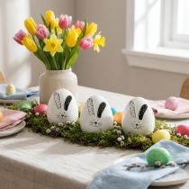 Article Oeufs décoratifs en céramique avec motif lapin de Pâques – Lot de 3, 12 cm